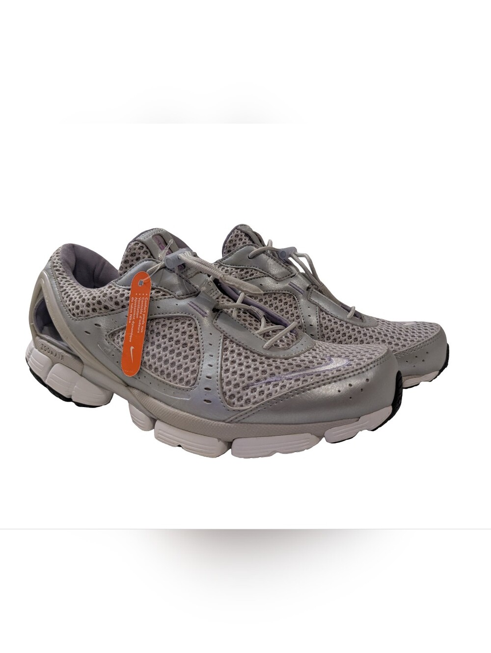 NWOT Nike Zoom Air Hot Shot Running Shoe Sneaker6 Gray Silver Lavender Open Heel